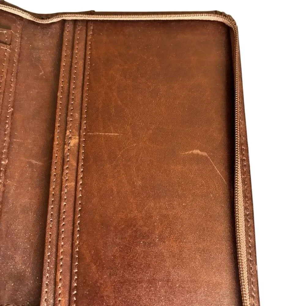 Day-Timer 7 1/2” x 4 1/2” Brown Genuine Leather Planner